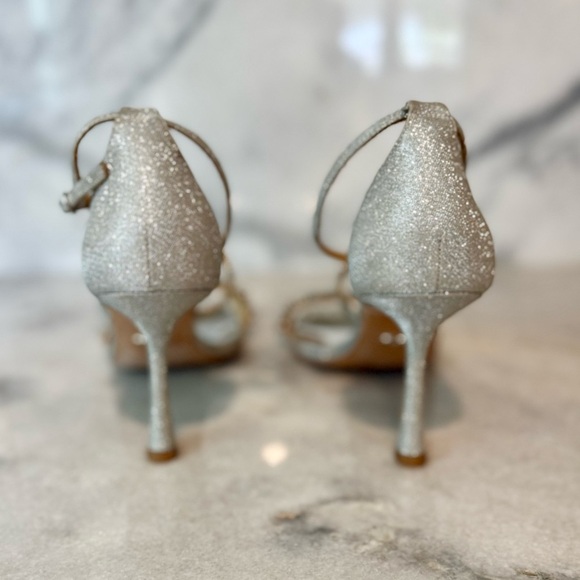 Badgley Mischka Nala Silver Curvy Strappy Stiletto Heels- Size 8.5 - Picture 9 of 9